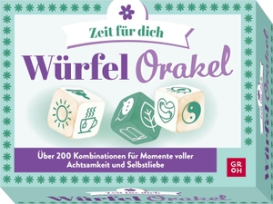Groh Verlag (Hrsg.). Würfelorakel - Zeit für dich - Über 200 Kombinationen für Momente voller Achtsamkeit und Selbstliebe | Würfelspiel für Erwachsene für Ruhe, Entspannung und Dankbarkeit. Groh Verlag, 2025.