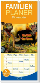 Familienplaner 2024 - Die Welt der Dinos mit 5 Spalten (Wandkalender, 21 x 45 cm) CALVENDO