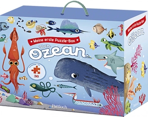 Meine erste Puzzle-Box. Der Ozean - Illustrationen von Carolina Grosa. Ab 4 Jahren | Puzzle-Set mit Kinderpuzzle (36 Teile), Bilderbuch & Poster. Pattloch Geschenkbuch, 2024.