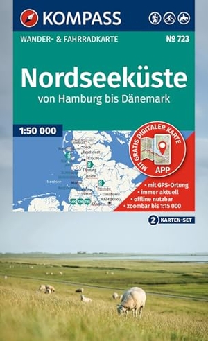 KOMPASS Wanderkarten-Set 723 Nordseeküste von Hamburg bis Dänemark (2 Karten) 1:50.000 - inklusive Karte zur offline Verwendung in der KOMPASS-App. Fahrradfahren.. Kompass Karten GmbH, 2026.
