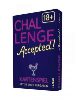 Lappan Verlag. Challenge Accepted! 18+ - Kartenspiel mit 54 spicy Aufgaben für deine Party | Fotoaufgaben, Trinkspiele und scharfe Wahrheit-oder-Pflicht-Karten | Partyspiel für Erwachsene ab 18. Lappan Verlag, 2025.