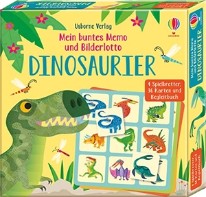 Smith, Sam. Mein buntes Memo und Bilderlotto: Dinosaurier - 4 Spielbretter, 36 Karten und Begleitbuch. Usborne Verlag, 2020.
