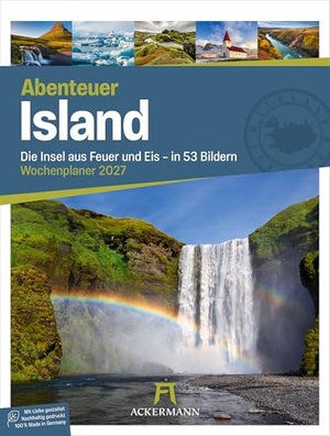 Ackermann Kunstverlag GmbH. Island Wochenplaner Kalender 2027 | Die Insel aus Feuer und Eis - Eindrucksvoller Reise-Wochenkalender im Hochformat (25x33 cm) | Rätsel & Sudokus. Ackermann Kunstverlag, 2026.