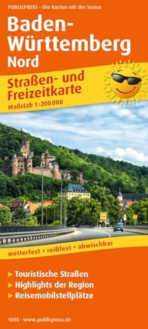 Baden-Württemberg-Nord. Straßen- und Freizeitkarte 1 : 200 000 - Straßen- und Freizeitkarte mit touristischen Straßen, Highlights der Region und Reisemobilstellplätzen. 1:200000. Publicpress, 2017.