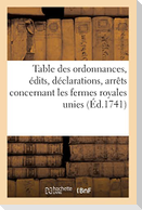 Table Des Ordonnances, Édits, Déclarations, Arrêts Du Conseil Et de la Cour Des Aydes