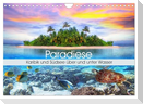 Paradiese. Karibik und Südsee über und unter Wasser (Wandkalender 2025 DIN A4 quer), CALVENDO Monatskalender