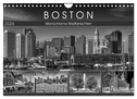 BOSTON Monochrome Stadtansichten (Wandkalender 2024 DIN A4 quer), CALVENDO Monatskalender