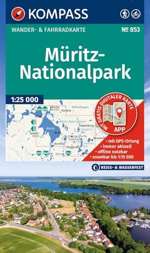 KOMPASS Wanderkarte 853 Müritz-Nationalpark 1:25.000 - Wander- und Fahrradkarte in einem - inklusive Offline-Verwendung in der KOMPASS-App. Wander-& Radwege.. Kompass Karten GmbH, 2026.