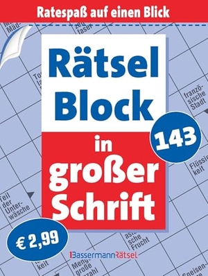 Krüger, Eberhard. Rätselblock in großer Schrift 143 (5 Exemplare à 2,99 EUR). Bassermann, Edition, 2026.