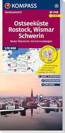 KOMPASS Fahrradkarte 3318 Ostseeküste, Rostock, Wismar, Schwerin 1:70.000