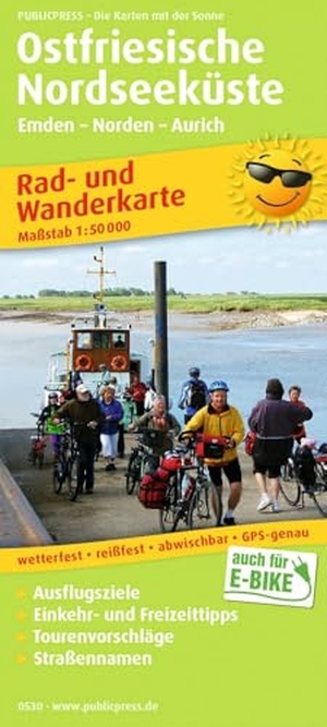 Ostfriesische Nordseeküste, Westlicher Teil 1:50 000 - Emden - Norden - Aurich. Rad- und Wanderkarte mit Ausflugszielen, Einkehr- & Freizeittipps, Tourenvorschlägen, Straßennamen. Publicpress, 2019.