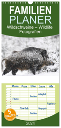 Familienplaner 2024 - Wildschweine ¿ Wildlife Fotografien mit 5 Spalten (Wandkalender, 21 x 45 cm) CALVENDO