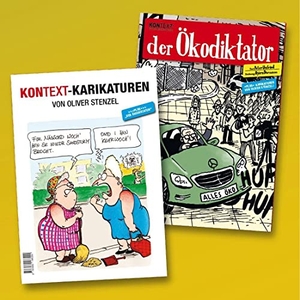 Dermann, Björn / Unfried, Peter et al. Doppelheft! Der Ökodiktator/Kontext-Karikaturen. Waisdesign, 2022.