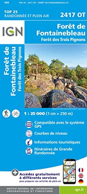 Forêt de Fontainbleau Trois Pignons 1:25 000. IGN Frankreich, 2022.