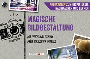 Poeck, Lars. Fotokarten. Magische Bildgestaltung - 50 Inspirationen für bessere Fotos. Fotokarten zum Inspirieren, Nachmachen und Lernen. Humboldt Verlag, 2022.