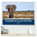 Namibias Elefanten (hochwertiger Premium Wandkalender 2024 DIN A2 quer), Kunstdruck in Hochglanz