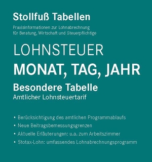 Tabelle, Lohnsteuer 2026 Monat, Tag, Jahr Sonderausgabe Juli - Besondere Tabelle. Stollfuß Verlag, 2026.