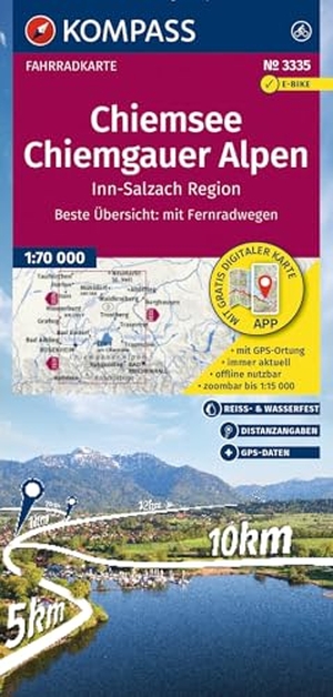 KOMPASS Fahrradkarte 3335 Chiemsee, Chiemgauer Alpen, Inn-Salzach-Region 1:70.000 - reiß- und wetterfest. Kompass Karten GmbH, 2026.