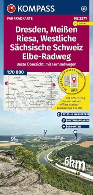 KOMPASS Fahrradkarte 3371 Dresden, Meißen, Westliche Sächsische Schweiz 1:70.000 - reiß- und wetterfest. Kompass Karten GmbH, 2025.