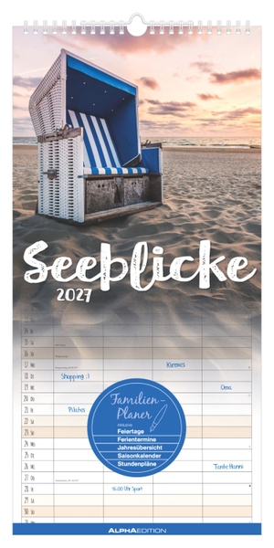 Neumann Verlage GmbH & Co KG (Hrsg.). Seeblicke  2027 - Familienkalender 22x45 cm mit 4 Spalten, Ferienübersicht, Pollenflugkalender & Landschaftsbildern, ideal für Familienorganisation. Neumann Verlage GmbH & Co, 2026.