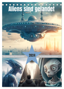 Aliens sind gelandet. Wie könnte diese Zukunftsvision für uns Menschen aussehen? (Tischkalender 2024 DIN A5 hoch), CALVENDO Monatskalender