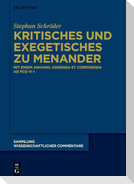 Kritisches und Exegetisches zu Menander