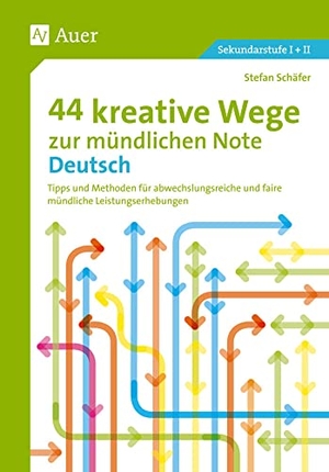 Schäfer, Stefan. 44 kreative Wege zur mündlichen Note Deutsch - Tipps und Methoden für abwechslungsreiche und faire mündliche Leistungserhebungen (5. bis 10. Klasse). Auer Verlag i.d.AAP LW, 2016.