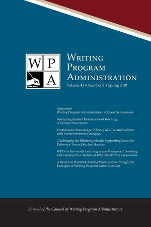Babb, Jacob / Jim Nugent et al (Hrsg.). WPA - Writing Program Administration 43.2 (Spring 2020). Parlor Press, 2020.