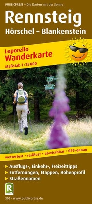 Wanderkarte Rennsteig 1  : 25 000 - Hörschel - Blankenstein. Mit Ausflugszielen, Einkehr- & Freizeittipps. Entfernungen, Etappen, Höhenprofil. Publicpress, 2019.