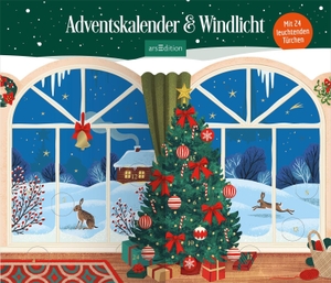 Windlicht-Adventskalender Lichterglanz - Dekorativer Adventskalender zum Aufstellen mit 24 transparenten Türchen. Ars Edition GmbH, 2026.
