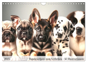Hundewelpen zum Verlieben - KI Illustrationen (Wandkalender 2025 DIN A4 quer), CALVENDO Monatskalender