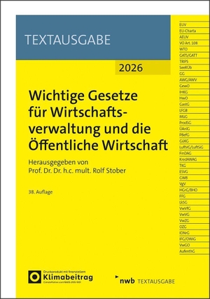 Stober, Rolf (Hrsg.). Wichtige Gesetze für Wirtschaftsverwaltung und die Öffentliche Wirtschaft. NWB Verlag, 2026.