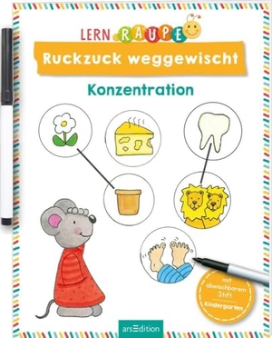 Lernraupe - Ruckzuck weggewischt! Konzentration - Rätseln mit abwischbarem Stift. Ars Edition GmbH, 2025.
