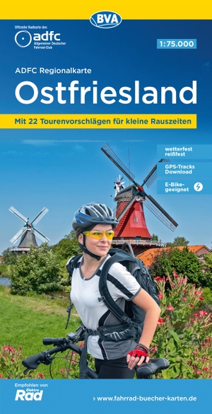 Allgemeiner Deutscher Fahrrad-Club e. V. / BVA BikeMedia GmbH (Hrsg.). ADFC-Regionalkarte Ostfriesland, 1:75.000, mit Tagestourenvorschlägen, reiß- und wetterfest, E-Bike-geeignet, GPS-Tracks-Download. BVA Bielefelder Verlag, 2023.