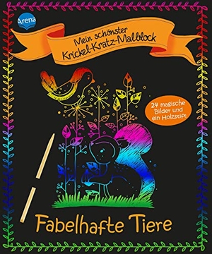 Dehmer, Nicola. Mein schönster Krickel-Kratz-Malblock. Tiere - 24 magische Bilder und ein Holzstift. Arena Verlag GmbH, 2018.