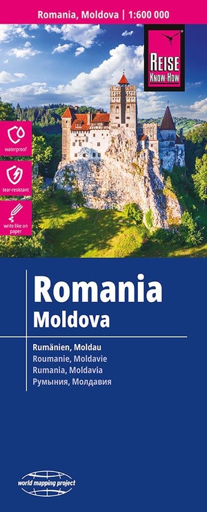 Reise Know-How Landkarte Rumänien, Moldau / Romania, Moldova (1:600.000) - reiß- und wasserfest (world mapping project). Reise Know-How Rump GmbH, 2022.