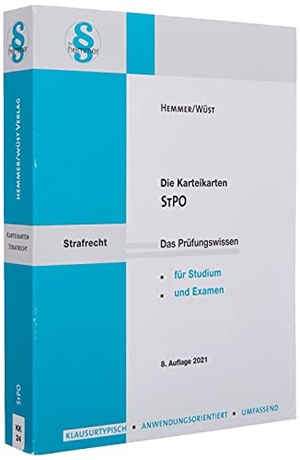 Hemmer, Karl-Edmund / Achim Wüst. Strafprozessordnung - Karten. Hemmer-Wuest, 2021.