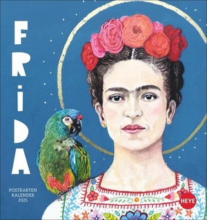 Frida Postkartenkalender 2025 - Porträts der mexikanischen Malerin in einem kleinen Kalender zum Aufstellen im Format 16 x 17 cm zum Versenden oder Sammeln. Heye, 2024.