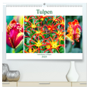 Tulpen - kunterbunte Collagen (hochwertiger Premium Wandkalender 2025 DIN A2 quer), Kunstdruck in Hochglanz