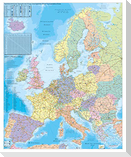 Europa Organisationskarte 1 : 3 600 000. Wandkarte Großformat mit Metallstäben