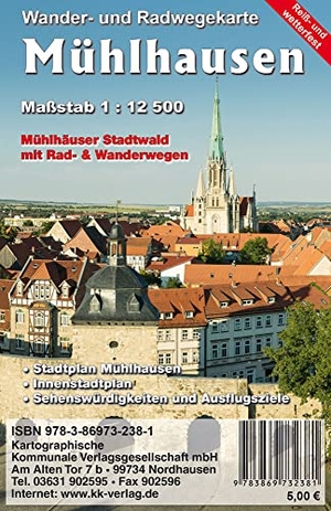 Kkv Kartographische Kommunale Verlagsgesellschaft Mbh (Hrsg.). Mühlhausen 1 : 12 500 - Reiß- und Wetterfeste Wanderkarte mit Stadtplan. Kartographische Komm. Ver, 2022.
