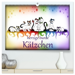 Haberhauer, Petra. herzige bunte Kätzchen (hochwertiger Premium Wandkalender 2024 DIN A2 quer), Kunstdruck in Hochglanz - Herzige Katzen Illustrationen. Calvendo, 2023.