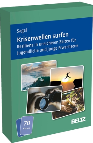 Sagel, Stefanie. Krisenwellen surfen - Resilienz in unsicheren Zeiten für Jugendliche und junge Erwachsene. 70 Karten für Psychotherapie und Beratung. Kartenformat 9,8 x 14,3 cm. Mit 20-seitigem Booklet in stabiler Box.. Beltz Verlagsgruppe, 2026.