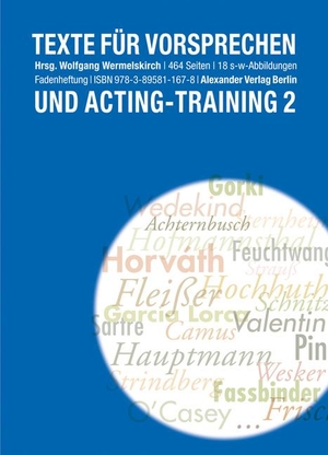 Wermelskirch, Wolfgang (Hrsg.). Texte für Vorsprechen und Acting-Training 2 - 110 Solo und Duoszenen des 20. Jahrhunderts. Alexander Verlag Berlin, 2008.