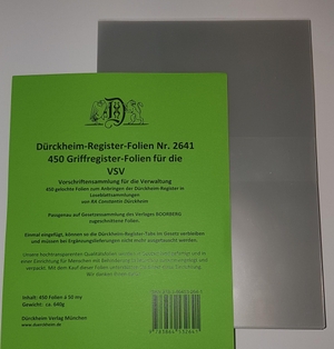 Dürckheim, Constantin von (Hrsg.). 450 DürckheimRegister® -FOLIEN für die VSV-Bayern - 450 transparente FOLIEN für die VSV. Dürckheim Verlag GmbH, 2019.