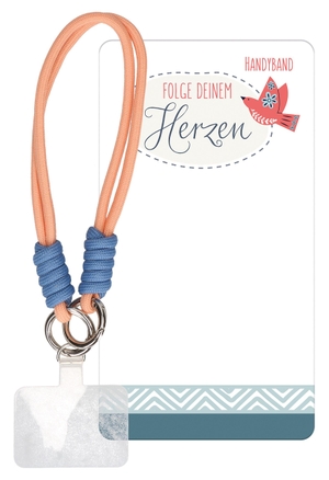 Handykette 36,5 cm - stilvolles lachs-blaues Handyband - Kurzer Handyanhänger mit Universalhalterung, Handyschlaufe fürs Handgelenk, Lieferung auf Backcard. Butzon & Bercker, 2026.
