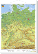 Deutschland, physisch 1 : 1 100 000. Wandkarte Kleinformat mit Metallstäben