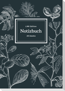 Notizbuch schön gestaltet mit Leseband - A5 Hardcover blanko - 100 Seiten 90g/m² - floral dunkelgrau - FSC Papier