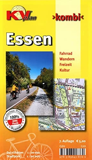 Tacken, Sascha René. Essen - Stadtplan - KVplan, Radkarte/Wanderkarte/Stadtplan, 1:20.000 / 1:10.000. KommunalVerlag Tacken e.K, 2022.