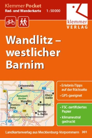 Klemmer, Klaus (Hrsg.). Klemmer Pocket Rad- und Wanderkarte Wandlitz - westlicher Barnim 1 : 50 000 - GPS geeignet, Erlebnis-Tipps auf der Rückseite. Klemmer Verlag, 2020.